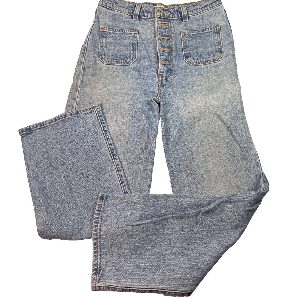 Levis Premium Ribcage Straight Ankle Jeans Women 27 Medium Wash High Rise Unique